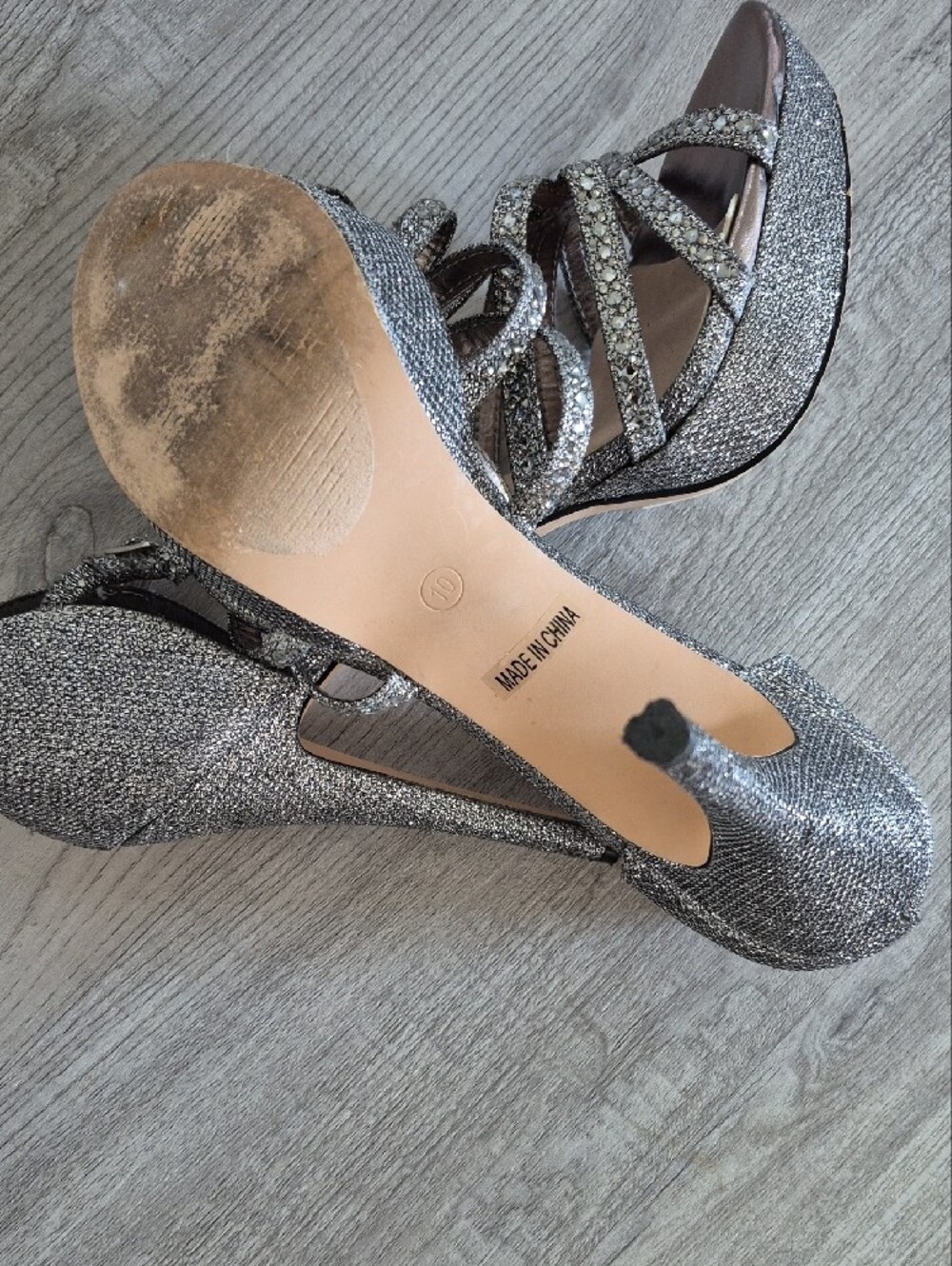 De Blossom Collection Silver Glitter Strappy Evening Heels - Picture 6 of 11